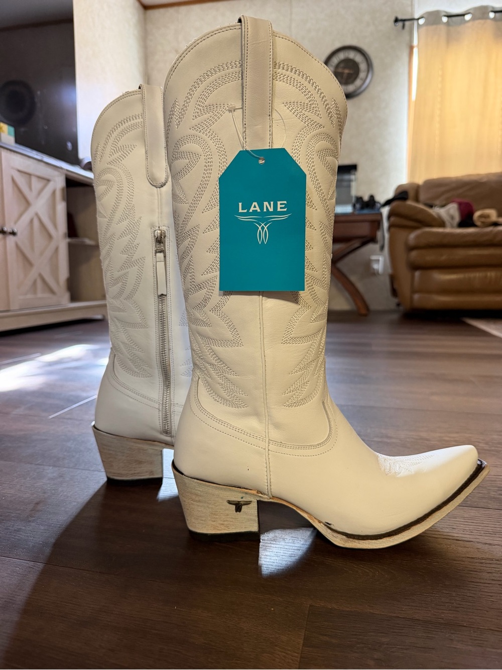 LANE Women's Cream Western Heeled Boots